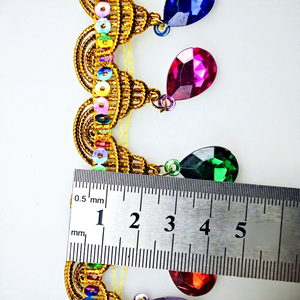 Ciondolo in oro e argento massiccio monocolore con gemma, nappe a pagoda, pizzo, fatto a mano, fai da te, etnico, 4,5 cm, materiali per accessori - Product Image 2