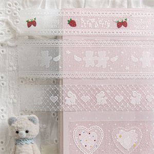 1 rollo de cinta de PET con encaje hecho a mano, material creativo y bonito, pegatina decorativa para diario de tienda de campaña DIY hecha a mano para niños - Product Image 3