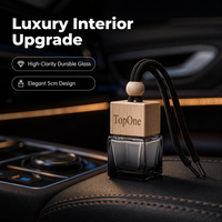 Diffuseur de parfum pour voiture TopOne de haute qualité, flacon suspendu vide en verre carré avec cordon tressé réglable et perle en bois