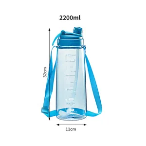 Promotion 2200ml large-capacity summer fitness straw cup oversized kettle portable high temperature resistant plastic water cup