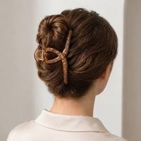 MUJU D416 Pinces à cheveux en PVC marbré 13 cm 34g, pinces à mâchoires effet écaille de tortue, logo personnalisé, carte code-barres, prêtes à la vente, faible MOQ, usage quotidien