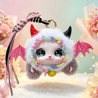 Porte-clés en peluche PP super doux avec ailes de petit diable mignonnes, pendentif de sac, en stock pour petits cadeaux, vente en gros aux marchés.