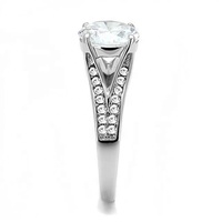 Yiwu Aceon acier inoxydable femmes 3.17 Ct coupe ronde zircone sur le côté V forme pierre pavée 4 broches ensemble grande bague centrale en diamant