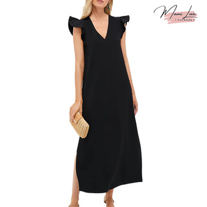 Elegante Vestido de Verano Casual para Fiesta, sin Mangas, Largo hasta el Tobillo, Cuello en V, Transpirable, Ecológico, de Spandex/Algodón, Corte en A, para Maternidad - Product Image 1