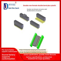 Conector de plástico Youshi de doble fila y doble curvatura de bronce fosforado con pines doblados, tipo enchufe/enclavador gris/verde