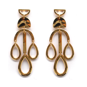 Latest High-grade Zinc Alloy Vintage Geometric Imitation Pearl Charm <b>Post</b> <b>Earrings</b> Golden Yellow Gold Plated Long Ellipse - Product Image 1