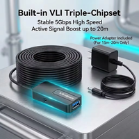 Cable de Extensión USB 3.0 Mindpure, Amplificador de Señal Activo, Repetidor, Chip VL, 20m 66 pies, Blindaje Trenzado, Larga Distancia