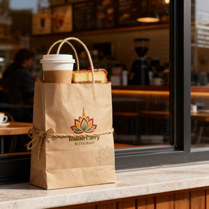 שקיות נייר חום קראפט ידידותיות לסביבה, מתכלות, עמידות ויוקרתיות עם הדפס לוגו בהתאמה אישית של Ruihang, לסופרמרקט וטייק אווי. - Product Image 4