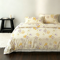 Ensemble de literie 4 pièces en coton 100% avec imprimé floral aquarelle, housses de lit personnalisables de qualité supérieure avec housse de couette pour la maison et l'hôtel