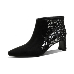 <span class=keywords><strong>Botines</strong></span> de Tacón de Aguja Estilo Occidental para <span class=keywords><strong>Mujer</strong></span>, Adornos con Cristales, Punta en Pico, Zapatos Formales para Fiesta, Tacón de 6 cm, <span class=keywords><strong>Verano</strong></span> - Product Image 2
