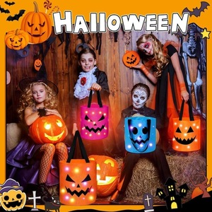 Sacs à bonbons d'Halloween lumineux pour enfants, seau à bonbons en forme de citrouille, paniers à friandises LED d'Halloween, sacs fourre-tout réutilisables pour friandises - Product Image 3