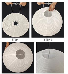 Lanterne suspendue ronde minimaliste en mélange de coton, lampe suspendue décorative pliable pour chambre à coucher et salon (20 pouces) - Product Image 6