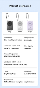 Nouveau modèle 2026 QI2.2 25W Powerbank magnétique sans fil avec écran LED numérique, <span class=keywords><strong>charge</strong></span> USB C, <span class=keywords><strong>induction</strong></span> magnétique, 10000mAh PD25W - Product Image 6