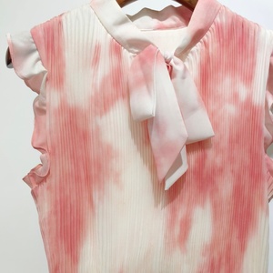 OEM abito da donna Casual personalizzato profondo scollo a V Spaghetti piccoli piccoli ordini stile dolce Spandex Voile cascata increspatura PU - Product Image 3