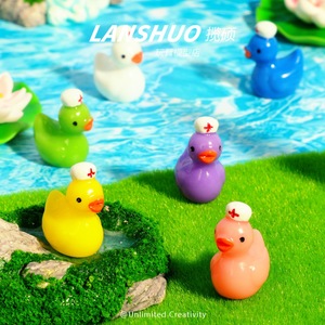 Resin <b>Duck</b> Doll Nurse <b>Hat</b> Solid Color Mini Ornament Home Decoration DIY Jewelry Craft Material - Product Image 4