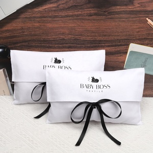 Luxury Reusable Custom Logo Printing <b>White</b> Jewelry Gift Packaging Pouch Organic Cotton Twill <b>Envelope</b> Dust Bag - Product Image 5