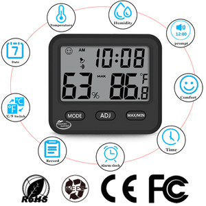 CH-916 Hộ Gia Đình Nhiệt Kế Đo Độ Ẩm Trong Nhà Đồng Hồ Treo Tường Phòng Nhiệt Kế - Product Image 4