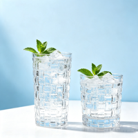 Ensemble de verres à eau texturés transparents empilables pour eau, jus, café et autres boissons