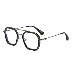 Nuevas Gafas <span class=keywords><strong>Retro</strong></span> de Doble Puente Metálicas con Protección Anti-Luz <span class=keywords><strong>Azul</strong></span>, Gafas de Diseño para Hombre y Mujer, Gafas para Computadora - Product Image 3