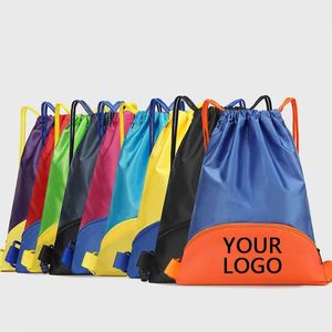 Sac à dos à cordon en polyester imperméable avec logo personnalisé, grande capacité, pour chaussures, sport, gym, sac à cordon promotionnel, cadeau - Product Image 2