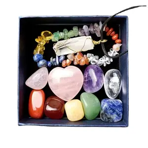 Customized natural Crystals Healing Stones 7 chakra stone box for fengshui