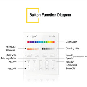 Miboxer T4 4-zona RGB CCT luz led controlador <span class=keywords><strong>de</strong></span> temperatura <span class=keywords><strong>de</strong></span> color <span class=keywords><strong>de</strong></span> saturación ajustar al azar tocar botón con <span class=keywords><strong>sonido</strong></span> dimmer f - Product Image 2