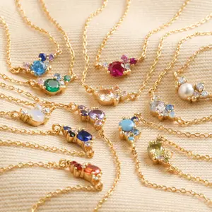 Châu Âu Và Mỹ Quần Vợt Chuỗi Vòng Cổ Đầy Màu Sắc 12 Birthstone Mặt Dây Chuyền Vòng Cổ Cho Phụ Nữ