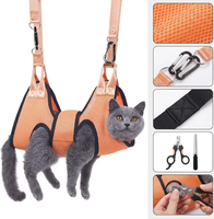 Kit de hamac professionnel en maille respirante pour toilettage d'animaux, pour la coupe des ongles, le bain et le nettoyage des chats et chiens, avec sangle de maintien et aide