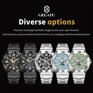 Montre mécanique GELATU 6030 pour homme, cadran multifonctionnel, design angulaire, fonction éclairage nocturne, étanche 50m - Product Image 5