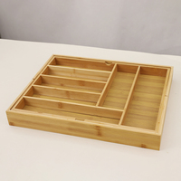 Organisateur de tiroir en bambou moderne et écologique, direct usine, avec plateau à couverts extensible et compartiments ajustables, pour rangement de salle de bain en gros