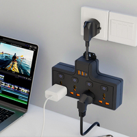 Prise d'extension universelle à 4 voies avec 1 port Type-C et 2 ports USB 10A 110-250V pour UE/US/UK