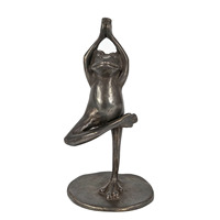 Gusseiserne Baumstamm-Yoga-Frosch-Statue, Gymnastik-Zen-Tierskulptur, Innen- und Außendekoration für Garten und Schreibtisch, Geschenk