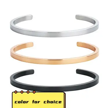 C-Vormige Armband Mode Titanium Stalen Armband Diy Paar Sieraden Drie Kleuren Licht Oppervlak Kan Zelfgemaakt Logo