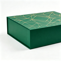 Boîte cadeau magnétique verte floquée de luxe, boîte d'emballage en papier rigide personnalisée pour le thé, les cosmétiques, les ensembles cadeaux souvenirs d'entreprise