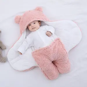 Winter Hot Sale Neugeborene Baby Boy Decke Lamm wolle Plüsch Unisex Baby Swaddle Kinderzimmer Wrap Jumps uits Schlafsäcke