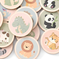 Juego de Memoria de Madera Redondo, Juego de Mesa de Emparejamiento de Animales, Rompecabezas Educativo de Viaje para Niños