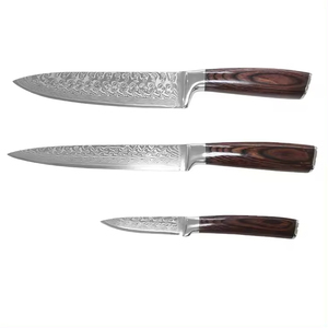 Dao thiết lập 3 miếng nhà bếp màu đen đầu bếp in màu kích cỡ khác nhau Thiết lập 3 Deluxe Damascus đầu bếp dao với Hộp quà tặng - Product Image 5