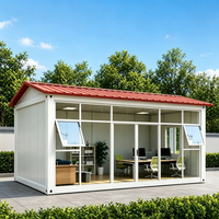 Maison conteneur en verre modulaire en acier préfabriquée, économique, à un étage, insonorisée, à double vitrage, démontable