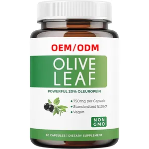 60 Capsules Olive Leaf Extract Non-GMO Super Strength 20% Oleuropein Skin Health and Powerful Antioxidants Supplement