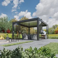 Système de toiture à persiennes étanche - Kit de pergola bioclimatique moderne en aluminium de qualité supérieure avec arches et tonnelles pour jardin et cour arrière