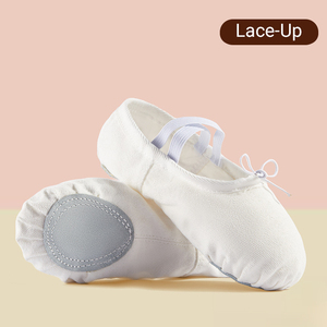 Zapatillas de <span class=keywords><strong>Ballet</strong></span> y Danza Moderna para Niñas, al por Mayor, Personalizadas, con Cordones, Suela de Lona y Cuero, Transpirables y Cómodas - Product Image 6