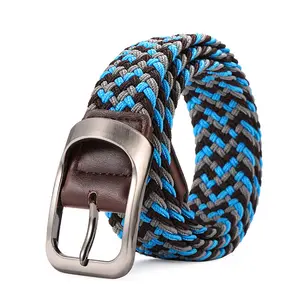 Custom Groothandel Gebreide Web Geweven Riem Unisex Katoenen Golfriem Verstelbare Dames Heren Stretch Elastische Gevlochten Riem