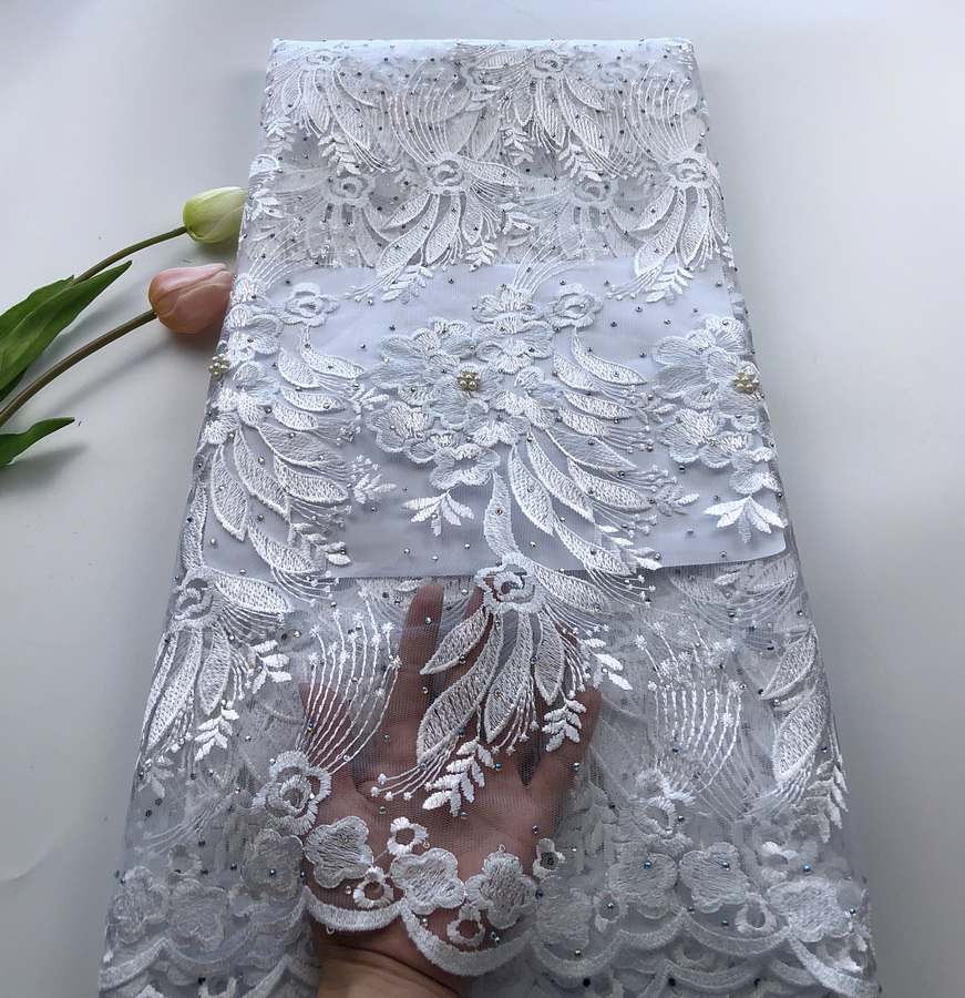Чистый белый французский кружевной женский Блестящий кружевной материал оптом кружевной материал для свадьбы