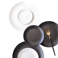 Assiettes de Présentation en Céramique Style Japonais, Noir et Blanc, Écologiques, pour Mariages et Fêtes, Vente en Gros (100 pièces)