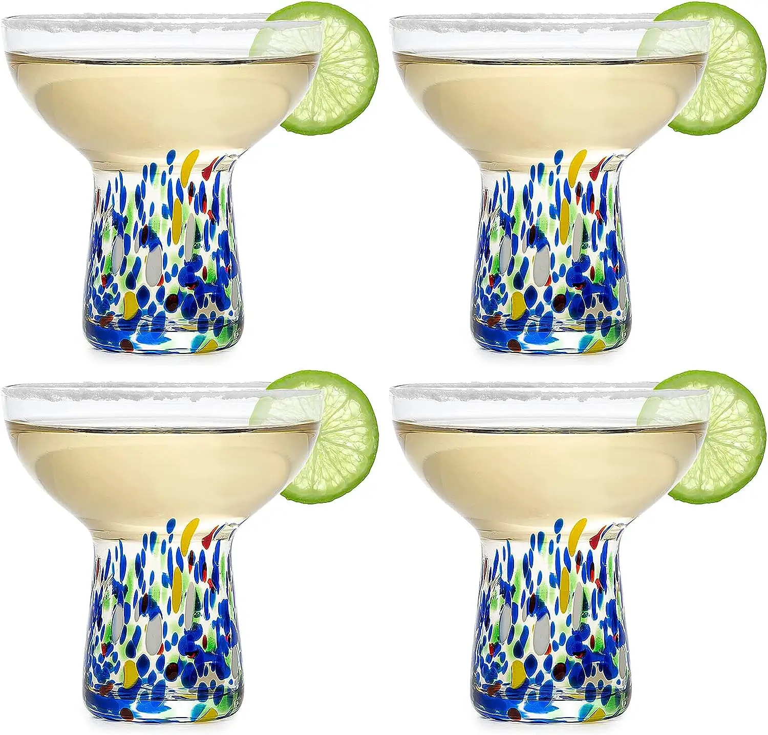 Groothandel Custom Logo Steelloze Margarita Glas Luxe Handgeblazen Confetti Margaritas Mexican Confetti Design Cocktails Glas