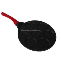Poêle à petit-déjeuner multifonction 7-en-1 à fond plat, pour œufs, hamburgers, en aluminium, avec 7 trous, en promotion
