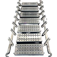 Échelles pliantes industrielles en acier galvanisé argenté au design moderne, vente en gros, escalier extérieur, système de verrouillage à anneau EN12810