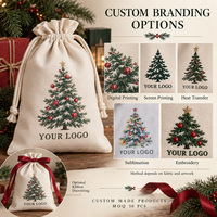 Sacs cadeaux personnalisés de Noël en toile de coton avec cordon de serrage, sacs du Père Noël, logo personnalisé, emballage réutilisable pour les fêtes, vente en gros