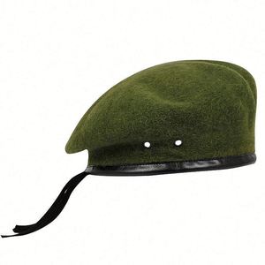 High Quality Outdoor 100% Wool Beret Hat for Men Green French Style Beret Hat - Product Image 2