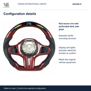 Volante de Fibra de Carbono para BMW Serie 5, Configuración Seleccionada con Centro Abierto BG30RLD - Product Image 2